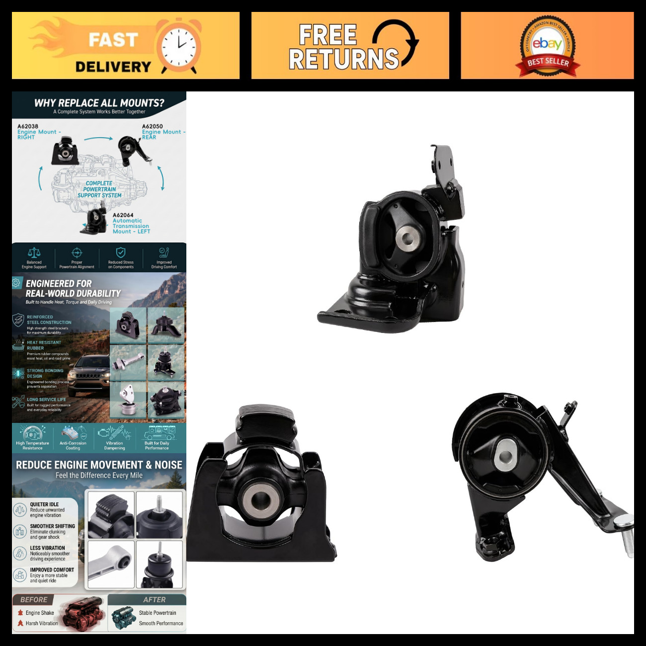 3PC Engine & Transmission Mount Set for 2009-2012 RAV4 2.5L Auto SUV Parts 3PC Engine & Transmission Mount Set for 2009-2012 RAV4 2.5L Auto SUV Parts