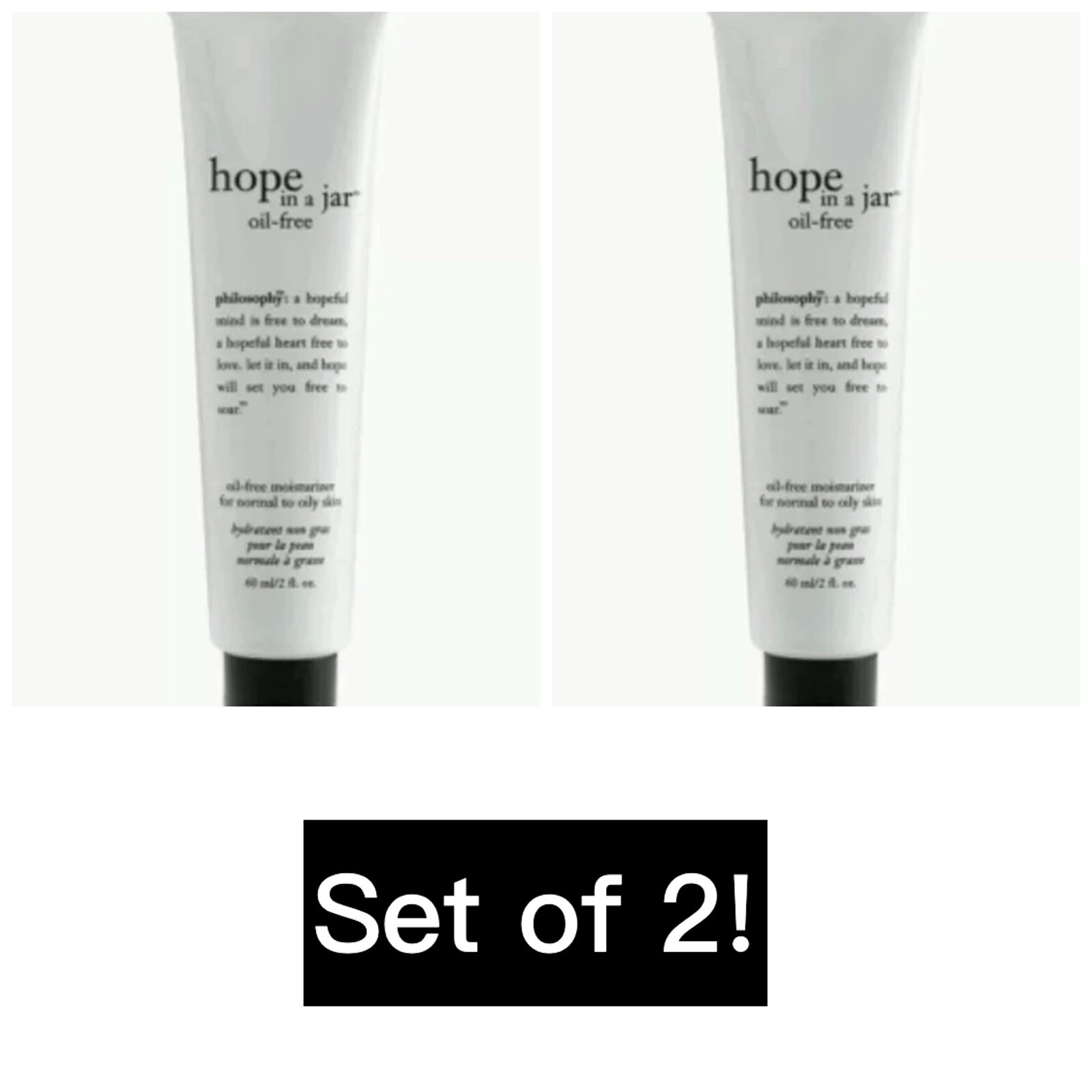 LOT OF 2 Hope in a Jar Oil Free Moisturizer Philosophy 2 OZ Normal to Oily Skin