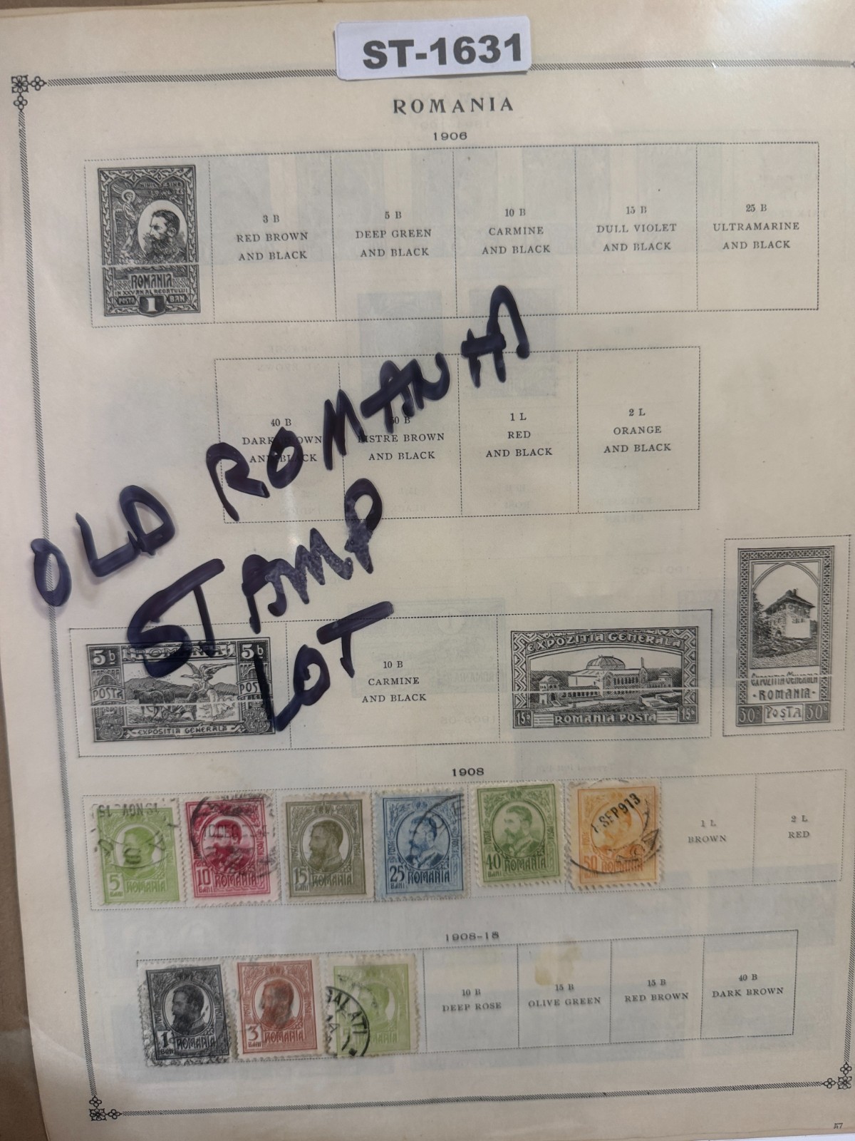 SCOTT\'S WORLD STAMP ALBUM BREAK: Old Romania Stamps 1894-? ST-1631