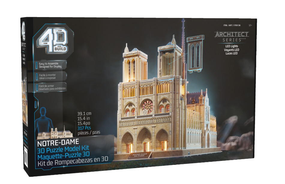4D Build Architect Series NOTRE-DAME 3D Puzzle Model Kit w/LED Lights Sealed 4D Build Architect Series NOTRE-DAME 3D Puzzle Model Kit w/LED Lights Sealed