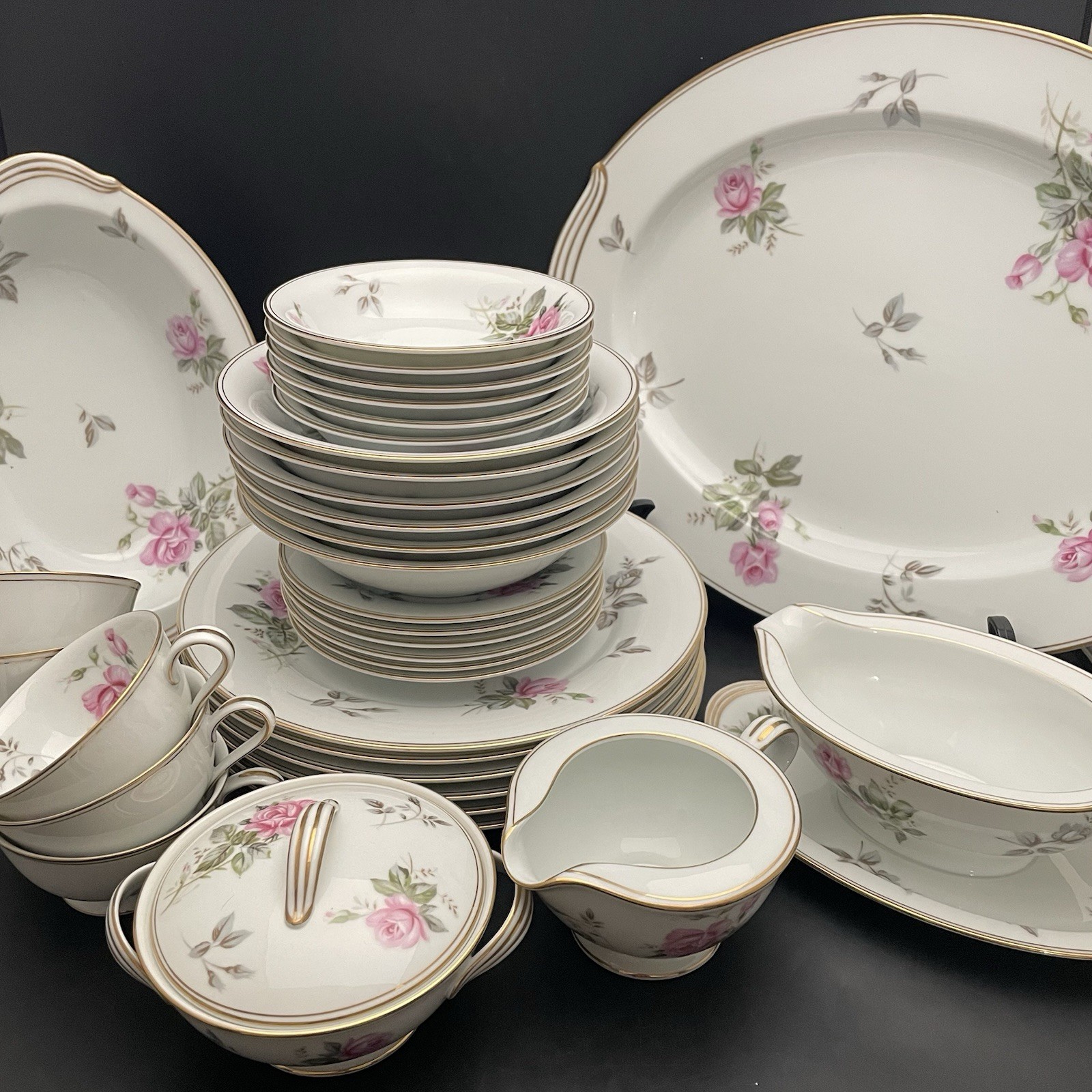 Noritake China 5460 Rosa 35pc Dinnerware Setting for 6 1953-1964 Made in Japan