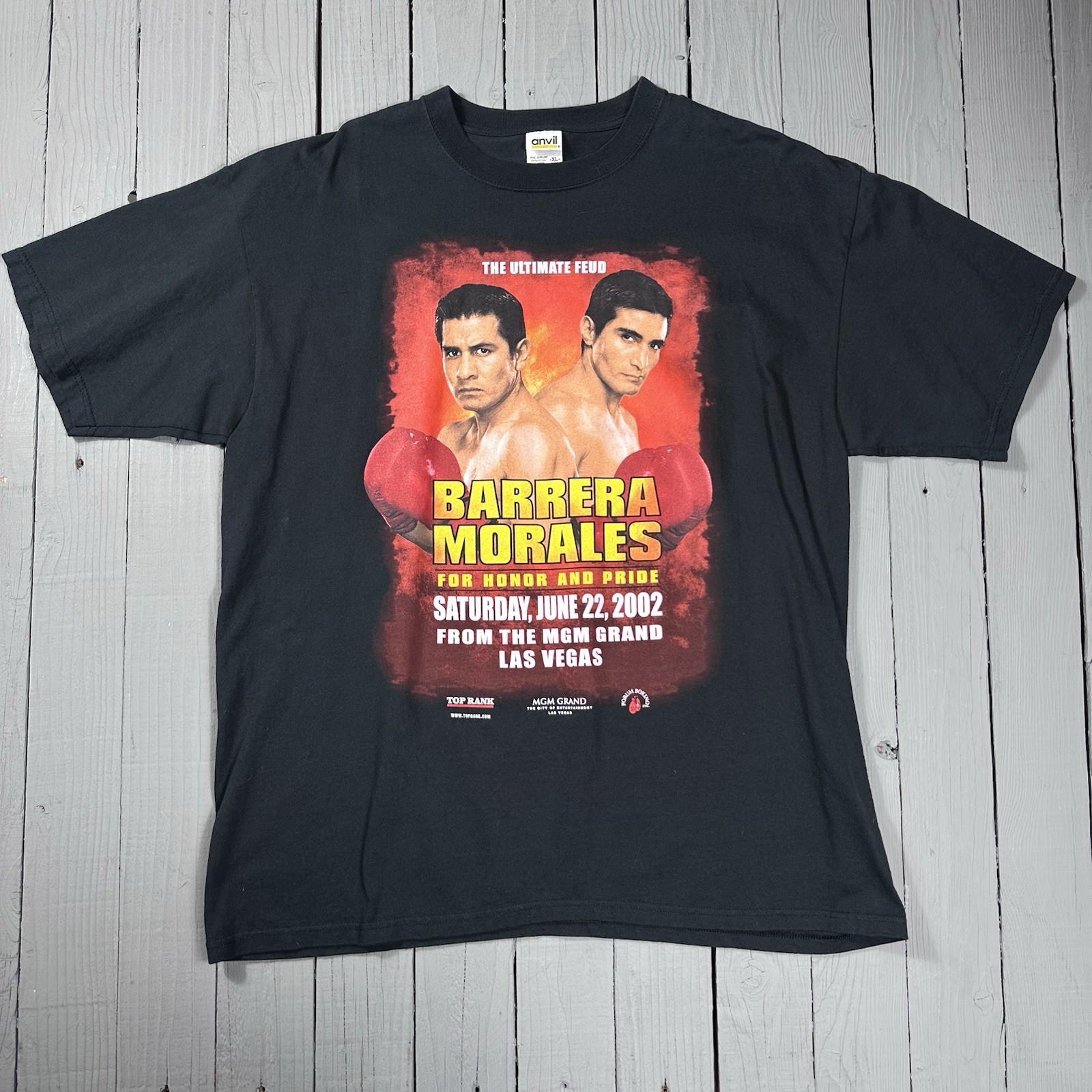 Vintage 2002 Barrera vs Morales “The Ultimate Feud” Black XL Shirt Anvil MGM Vintage 2002 Barrera vs Morales “The Ultimate Feud” Black XL Shirt Anvil MGM