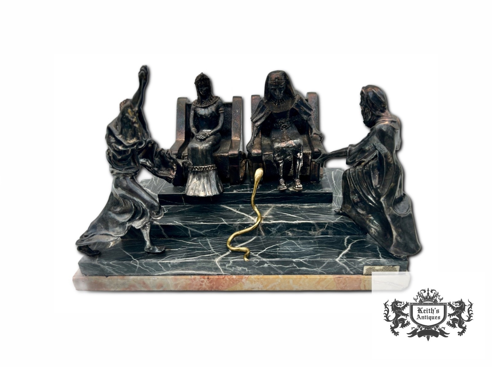 Vintage Yaacov Heller Let My People Go Silver Statue Moses Aaron Court Marble Vintage Yaacov Heller Let My People Go Silver Statue Moses Aaron Court Marble