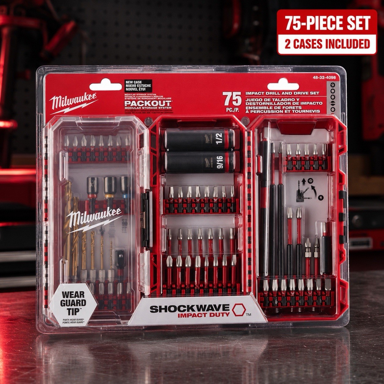 Milwaukee 48-32-4098 SHOCKWAVE Impact Drill Drive Fasten Bit Set 75-Pc