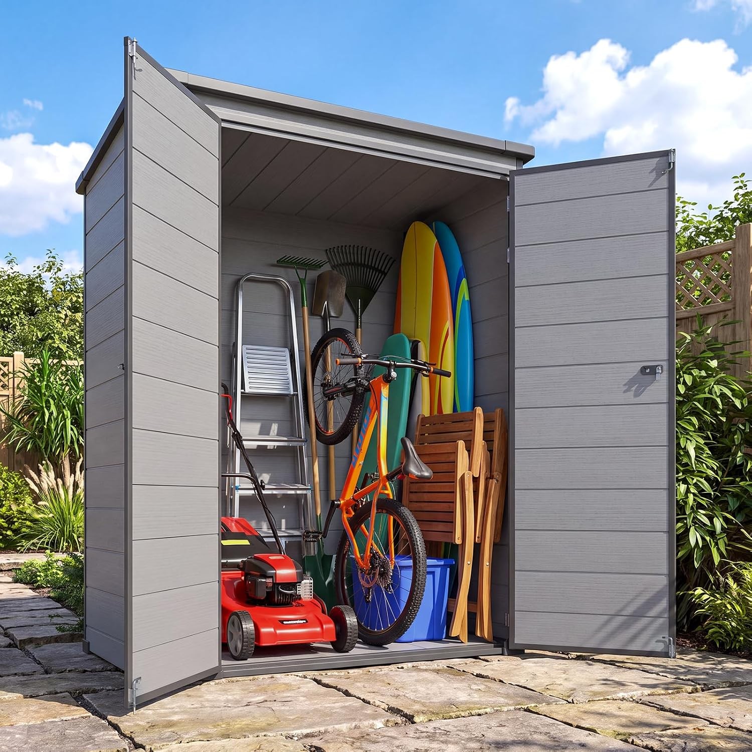 AECOJOY Resin Outdoor Storage Shed, Lean to Plastic Shed with Base AECOJOY Resin Outdoor Storage Shed, Lean to Plastic Shed with Base