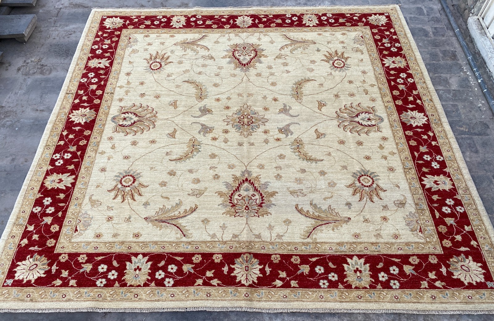 8x8 ft Square Oriental Hand Knotted Ziegler Turkish Afghan Wool Living Room Rug