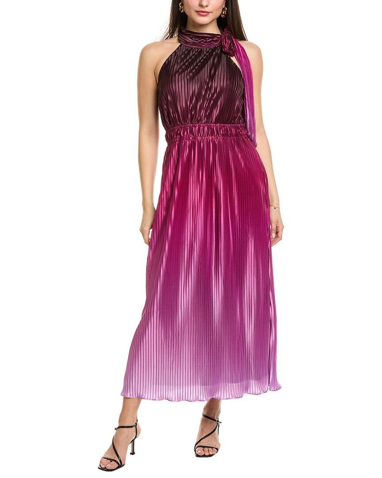 Anne Klein womens Bow Neck Halter Midi Dress, Size 12, Purple MSRP $159