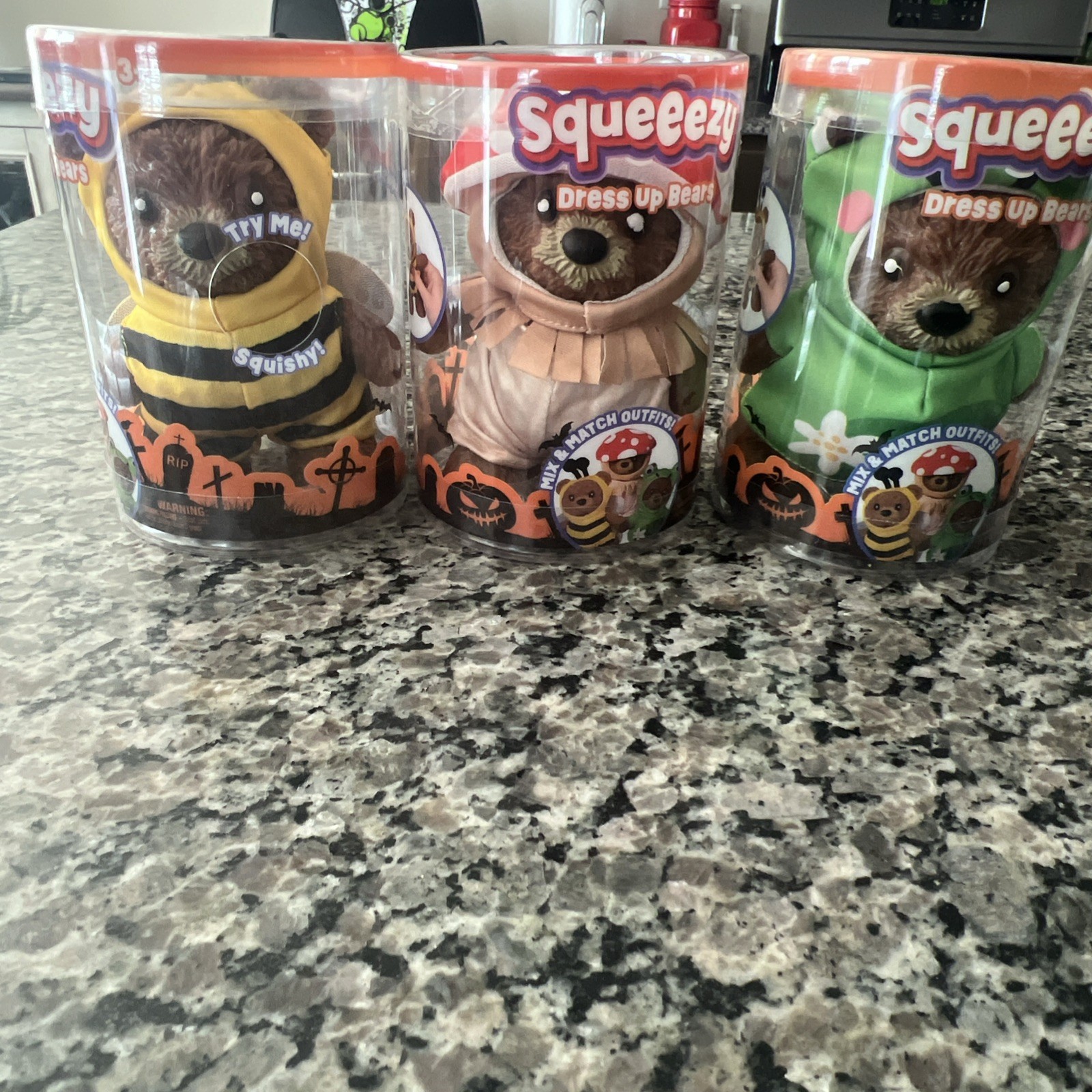 Full Set- Squeezy Dress Up Bears Squishies, Halloween Mix & Match Outfits Full Set- Squeezy Dress Up Bears Squishies, Halloween Mix & Match Outfits