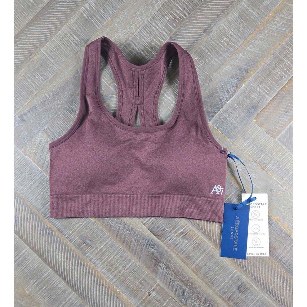 Aeropostale Sport Womens Burgundy Seamless Racerback Sports Bra Medium NWT Aeropostale Sport Womens Burgundy Seamless Racerback Sports Bra Medium NWT