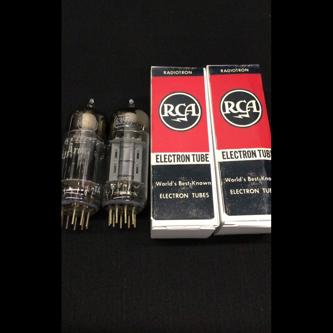 Matched Pair RCA 6350 (12AU7) Black Plate D Getter 3 Mica VACUUM TUBES 9.9608