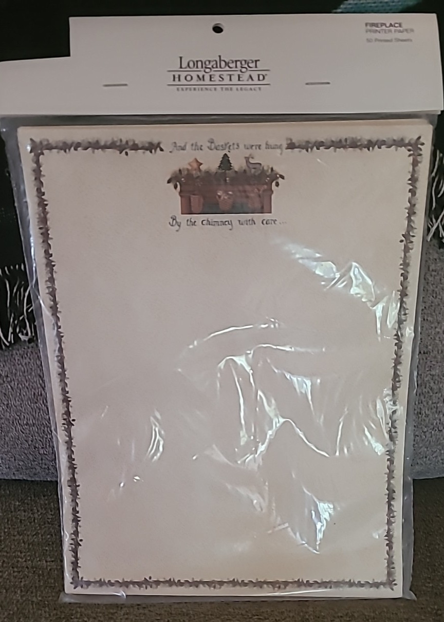 Longaberger Homestead Paper Handmade Traditions Fireplace Stationary CottageCore