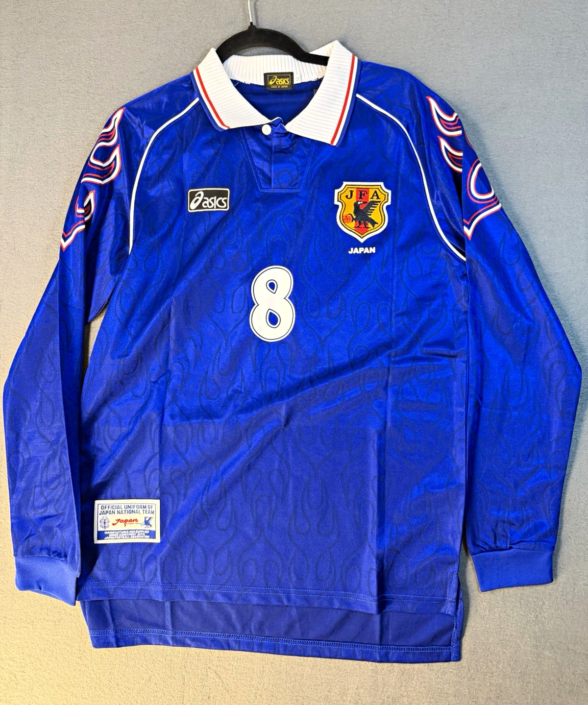 ASICS Japan National Team Nakata #8 Soccer Jersey Long Sleeve Blue/White M ASICS Japan National Team Nakata #8 Soccer Jersey Long Sleeve Blue/White M