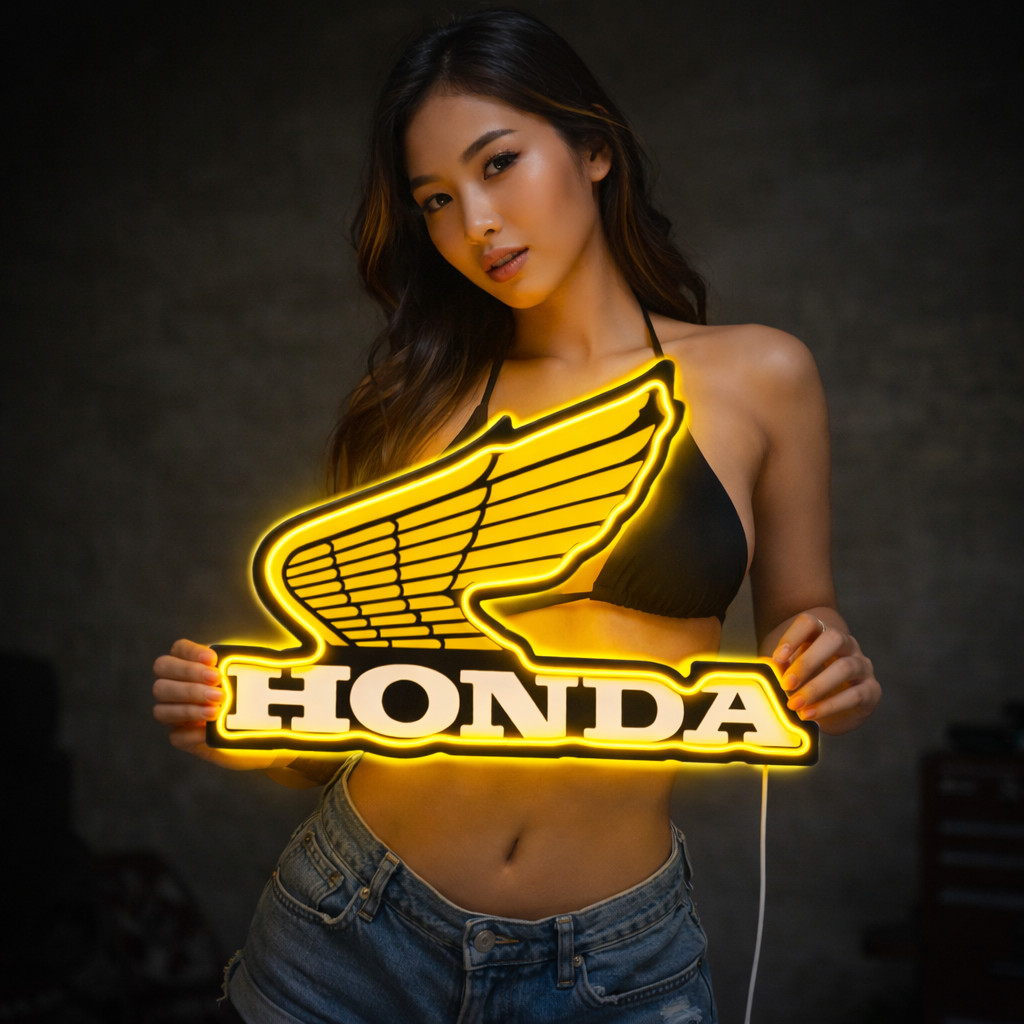 Honda Wing LED Wall Sign Vintage-Style Motorcycle Man Cave Garage Decor 20\