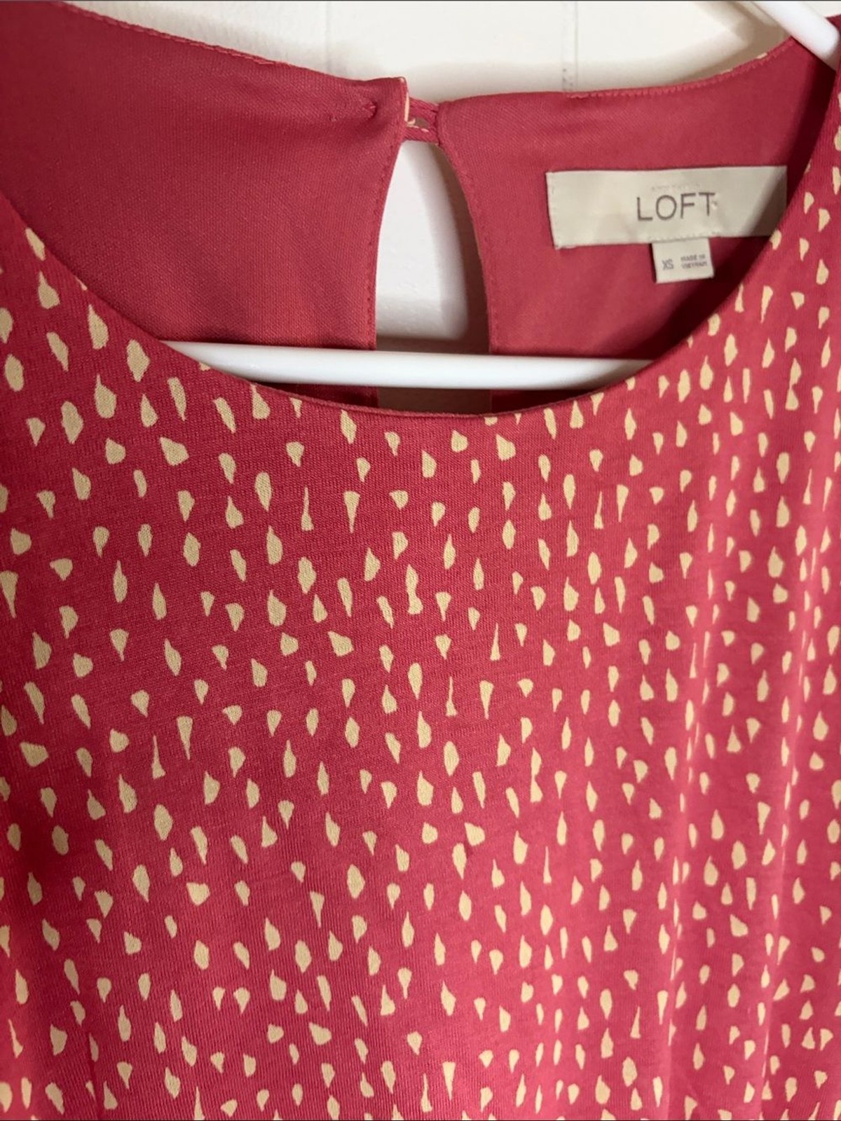LOFT Coral-Pink‎ Teardrop Print Tunic  Size XS