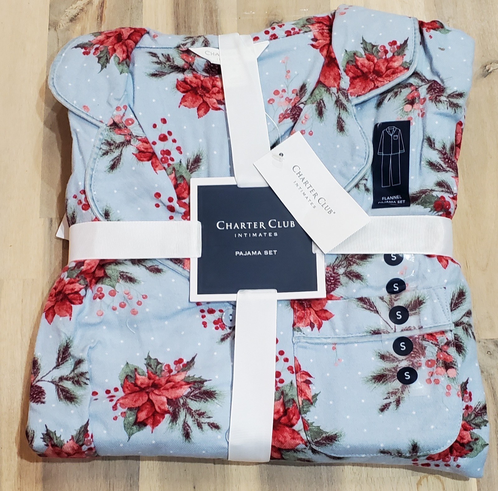 Charter Club Women's 2-Pc. Cotton Flannel Packaged Pajamas Poinsettia