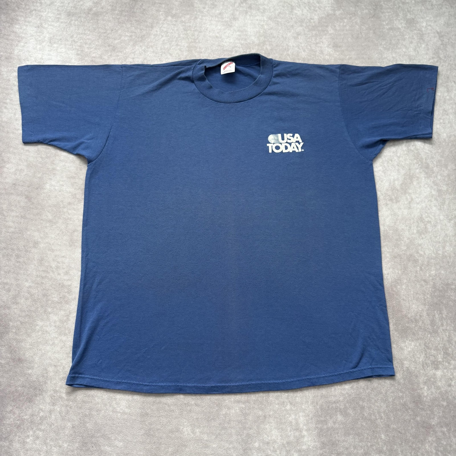 Vintage USA Today Shirt Mens L Blue Jerzees Made USA Newspaper Graphic Tee