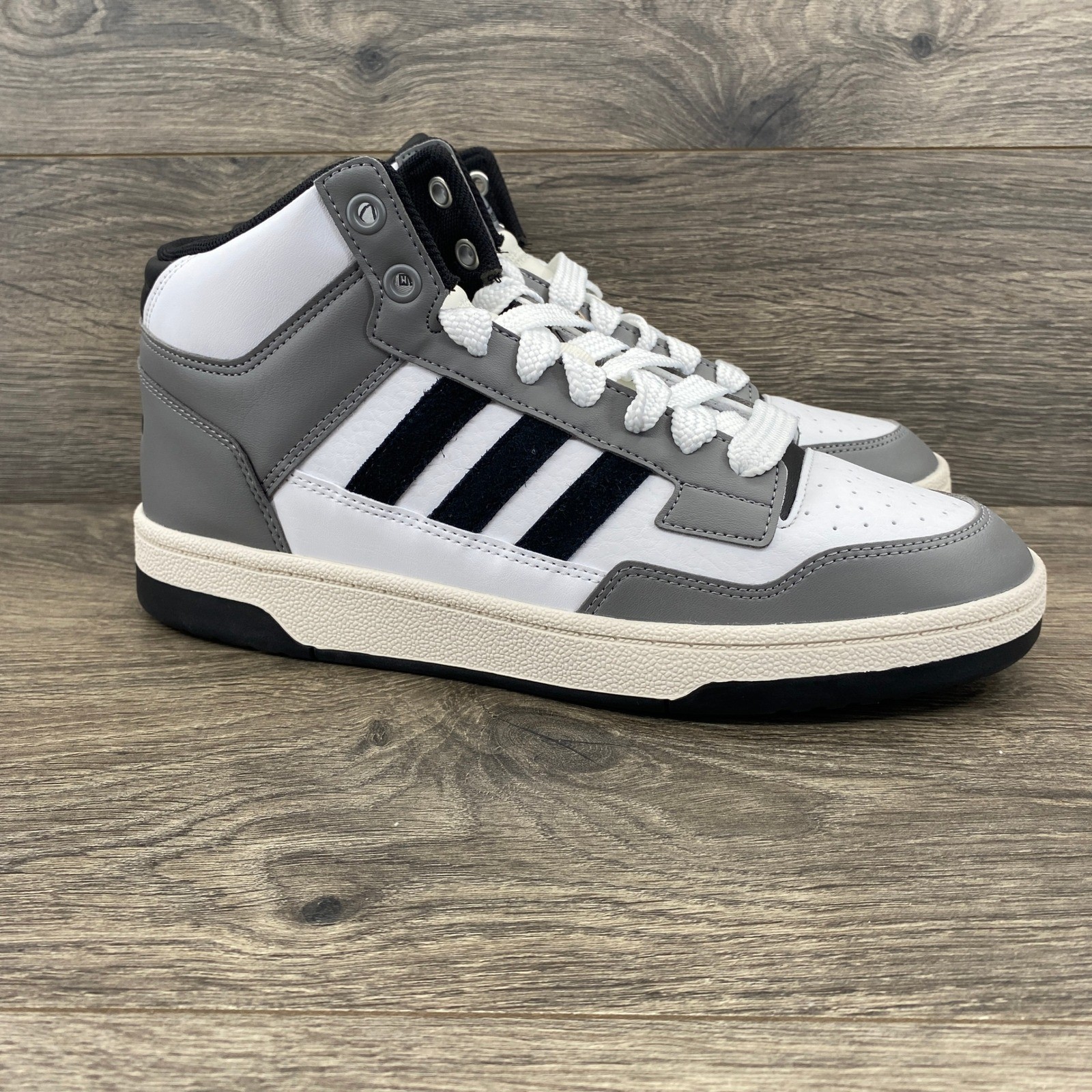 Adidas Rapid Court Mid Mens Size 9 Grey White Black Basketball Sneakers JP5866