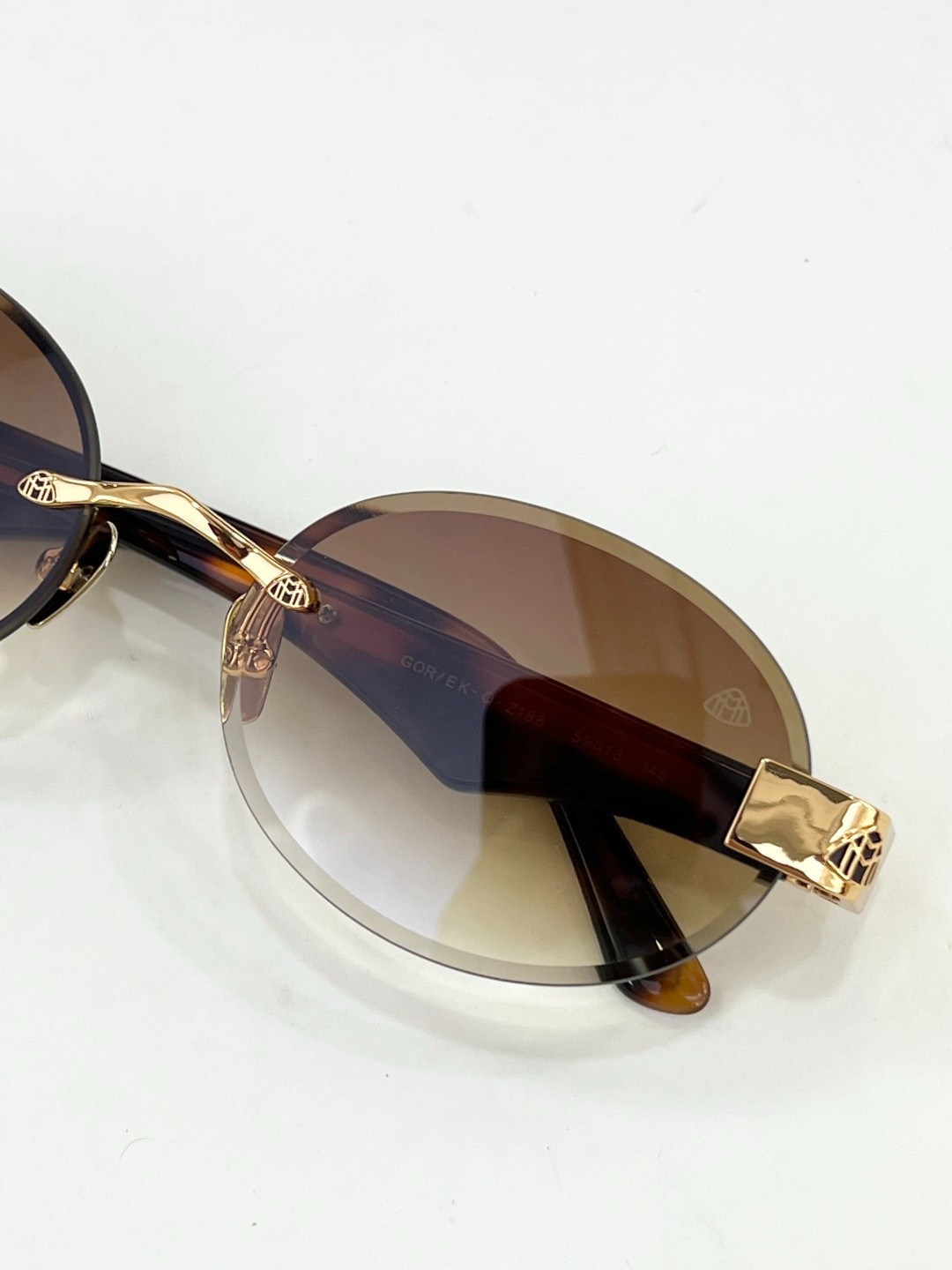 Maybach Z188 Gold Frame Brown Gradient Rimless Luxury Sunglasses