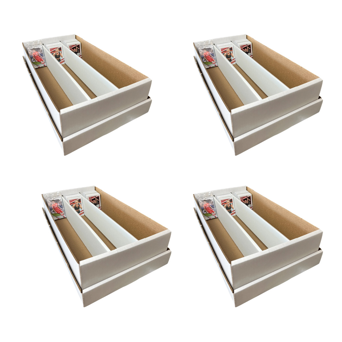 3-Row 3000-Count Trading Card Storage Boxes 4 Pack • Box for Sports Cards & TCG