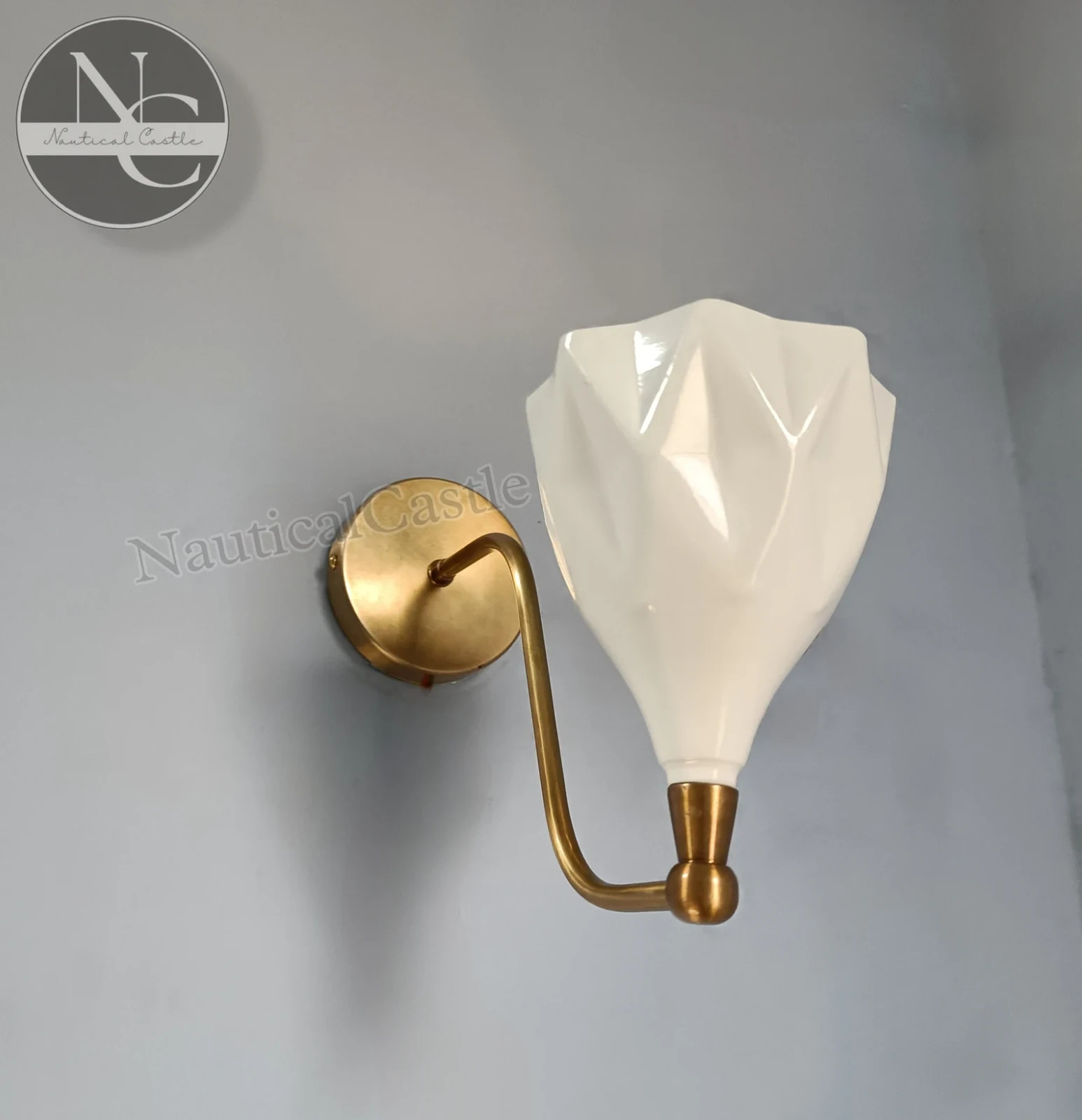 Mid-Century Italian Diabolo Brass Wall Sconce - White