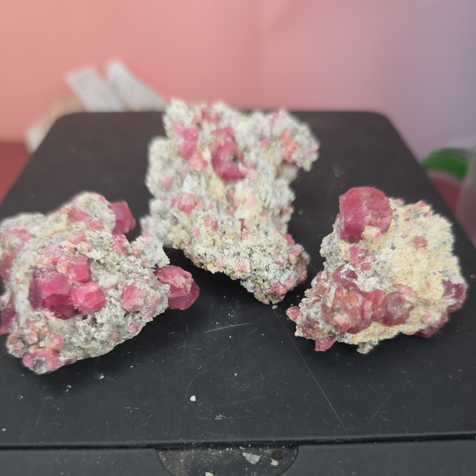 Raspberry Grossular Garnet cluster lot wholesale 3pcs 150grams crystal mexico Raspberry Grossular Garnet cluster lot wholesale 3pcs 150grams crystal mexico