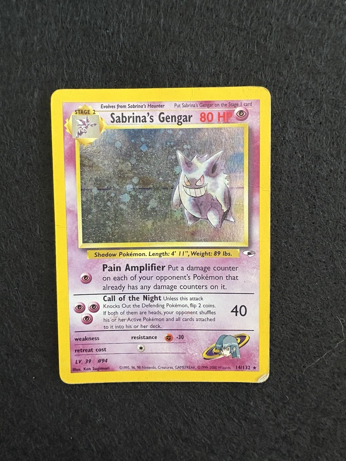 Sabrina's Gengar 14/132 Gym Heroes Holo Rare Unlimited Sabrina's Gengar 14/132 Gym Heroes Holo Rare Unlimited