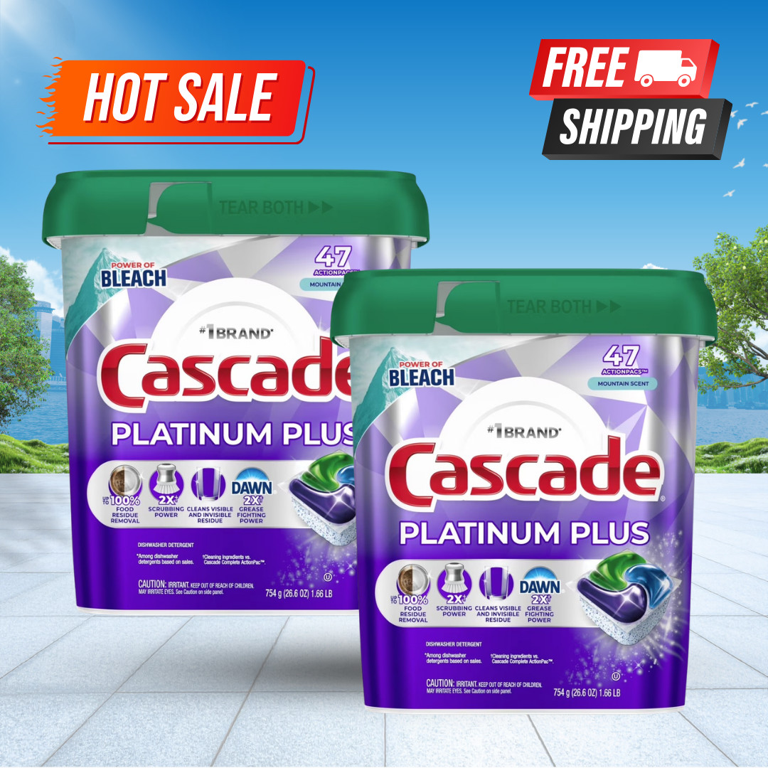 [FASH SALE] 2 Pack Cascade Platinum Plus Mountain Dishwasher Pods 47 Count Tabs