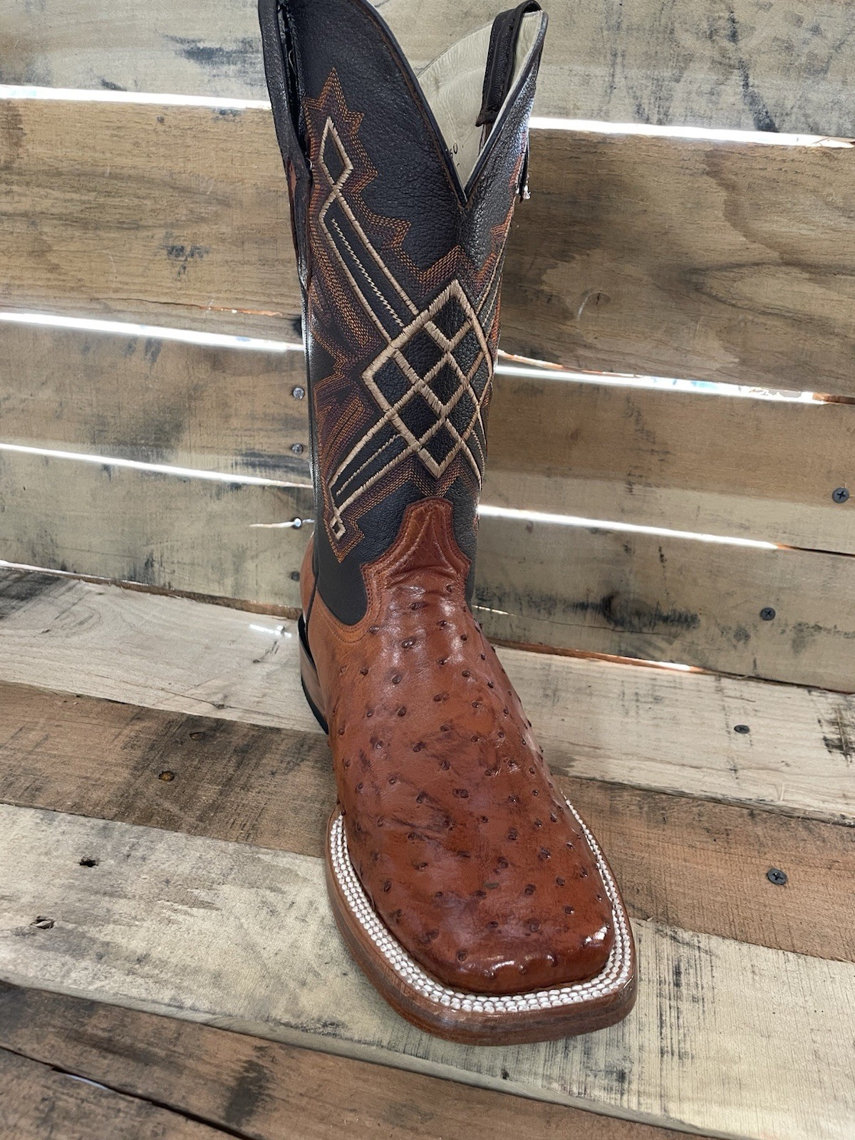 Mens Genuine Ostrich Leather Cowboy Rodeo Square Toe Boots Size 9.5 Mens Genuine Ostrich Leather Cowboy Rodeo Square Toe Boots Size 9.5