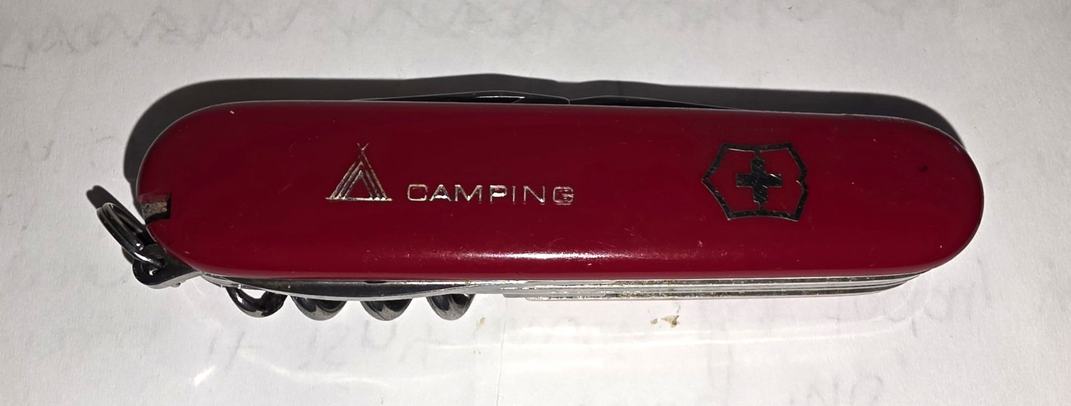 Vintage Victorinox Camping Swiss Army Knife - Tent Logo -Crossbow Stamp - Unused