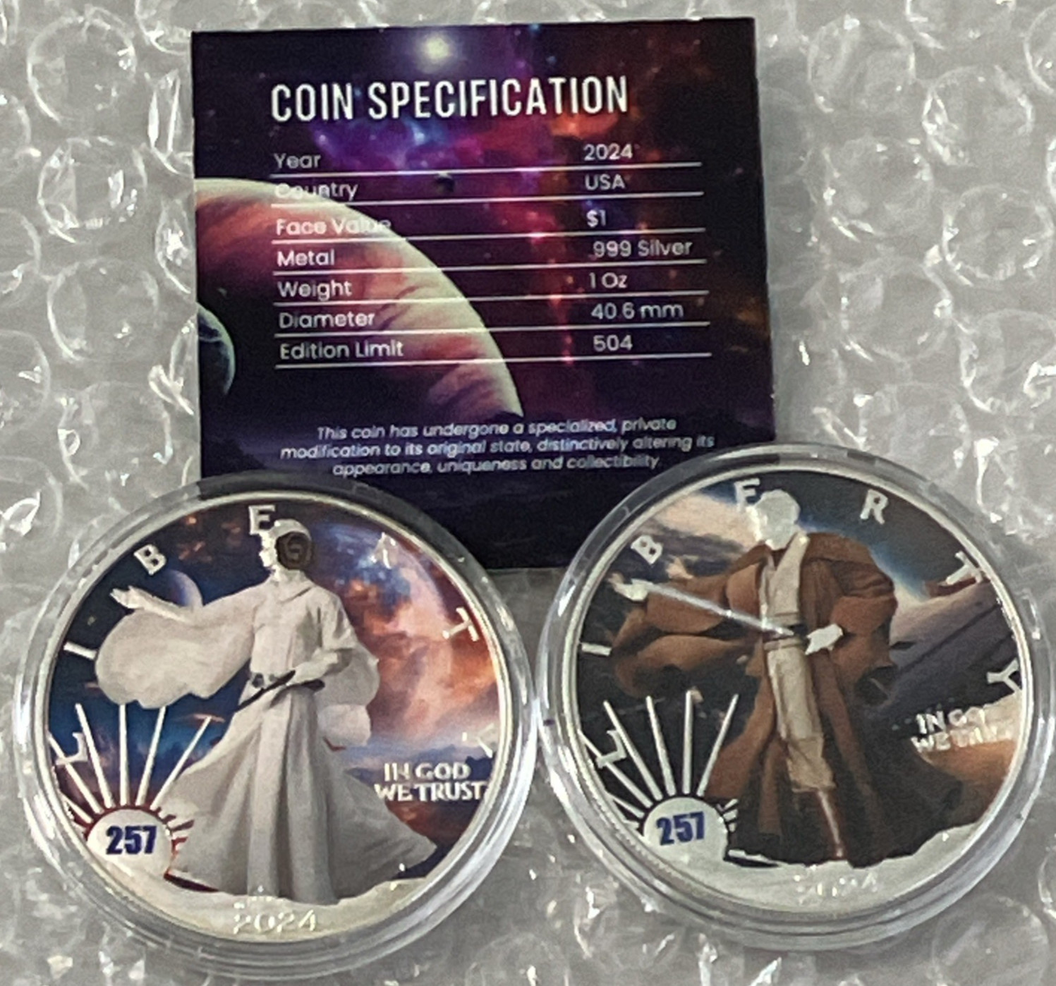 2024 Lady Jedi Two-Coin-Set #257 Eagle Silver .999 May The 4th Cosplay Edition