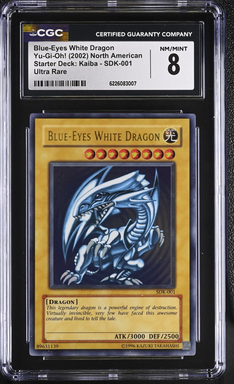 2002 Yu-Gi-Oh Blue-Eyes White Dragon SDK-001 Ultra Rare CGC 8 Vintage #2 2002 Yu-Gi-Oh Blue-Eyes White Dragon SDK-001 Ultra Rare CGC 8 Vintage #2