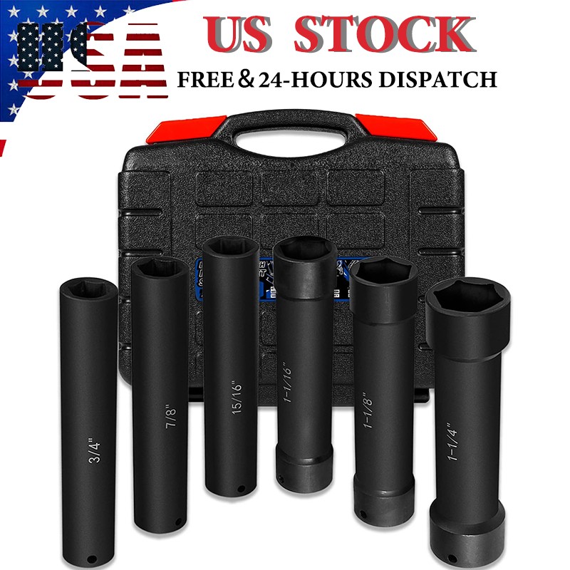1/2 Inch Drive Heavy Duty Extended Length Extra-Deep Length Impact Socket Set