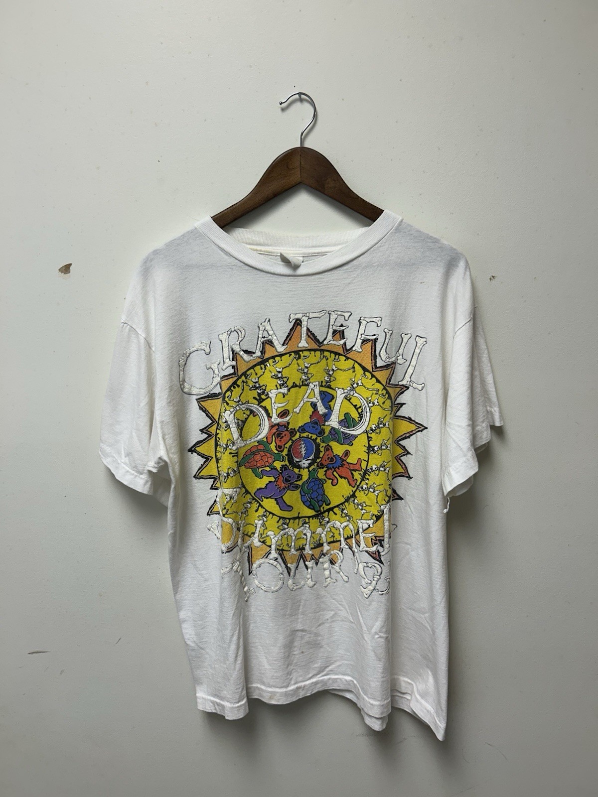 Vintage Grateful Dead Dead Day Every Day Summer Tour 1993 White T-Shirt Size XL