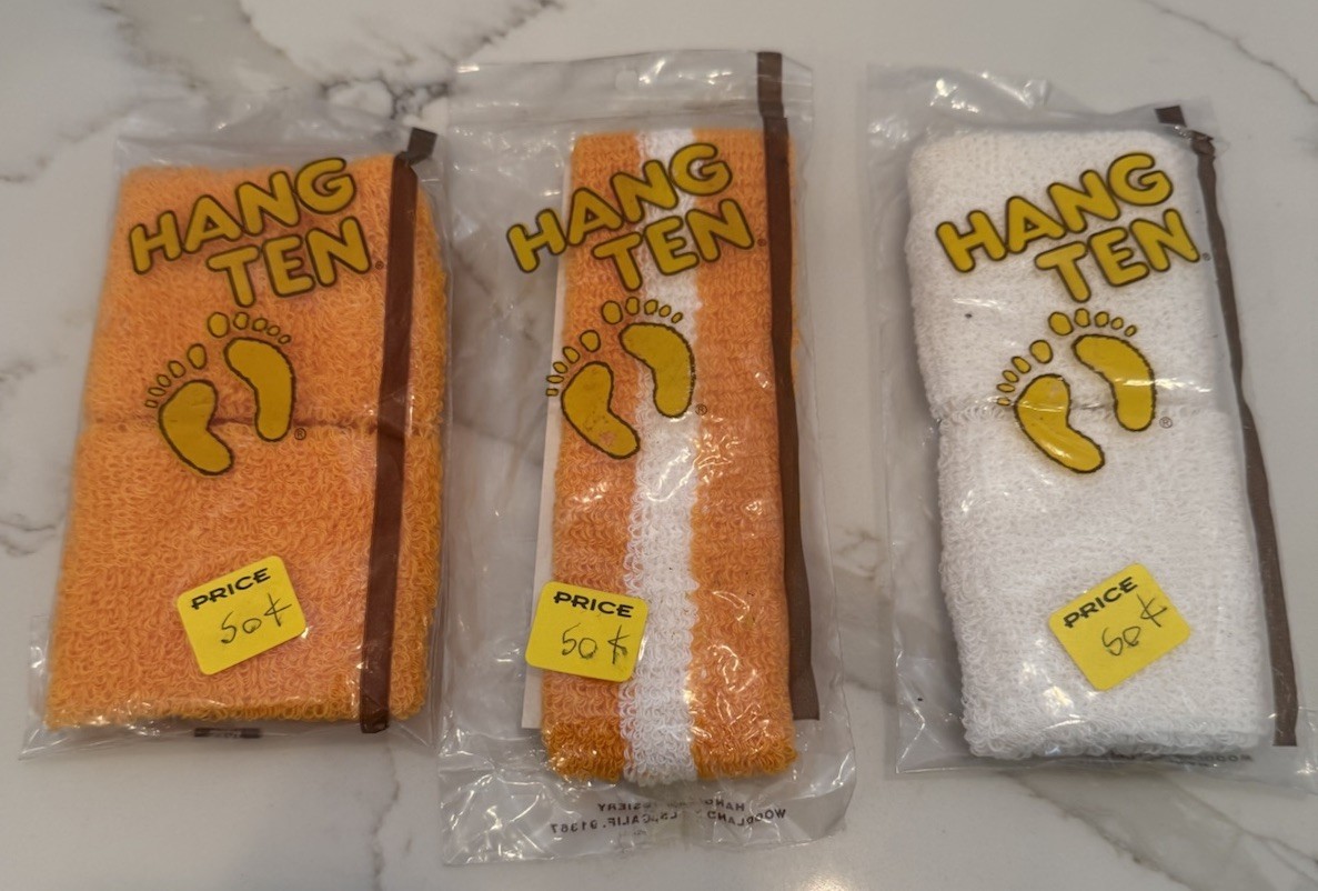 VTG 70s 80s Deadstock HANG TEN Sweatbands Lot of 3 NOS Surf Skate Rare