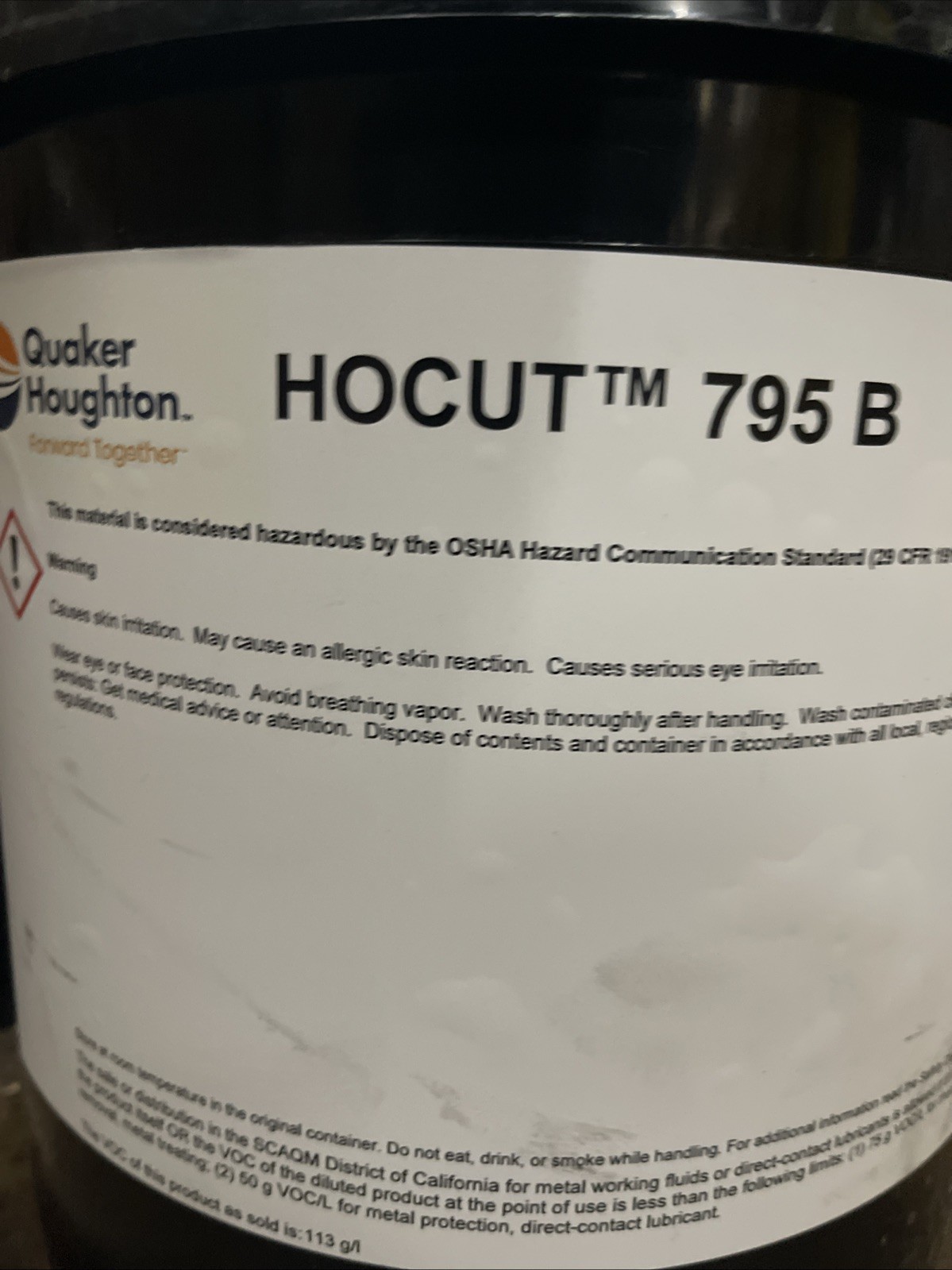 QUAKER HOCUT 795 B 5 Gallon Pail