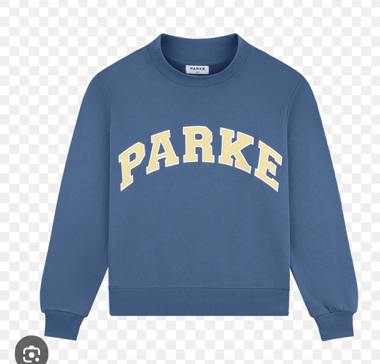 PARKE MOCKNECK INDIGO Blue Sweatshirt w/Peel Yellow lettering NWT size S/M Rare PARKE MOCKNECK INDIGO Blue Sweatshirt w/Peel Yellow lettering NWT size S/M Rare