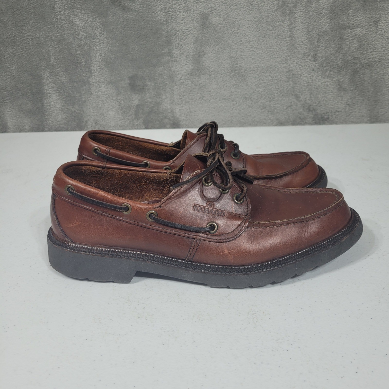 Sebago Lite Boat Shoes Mens 10.5 Brown Lites Deck Camp Shoes Leather USA Made