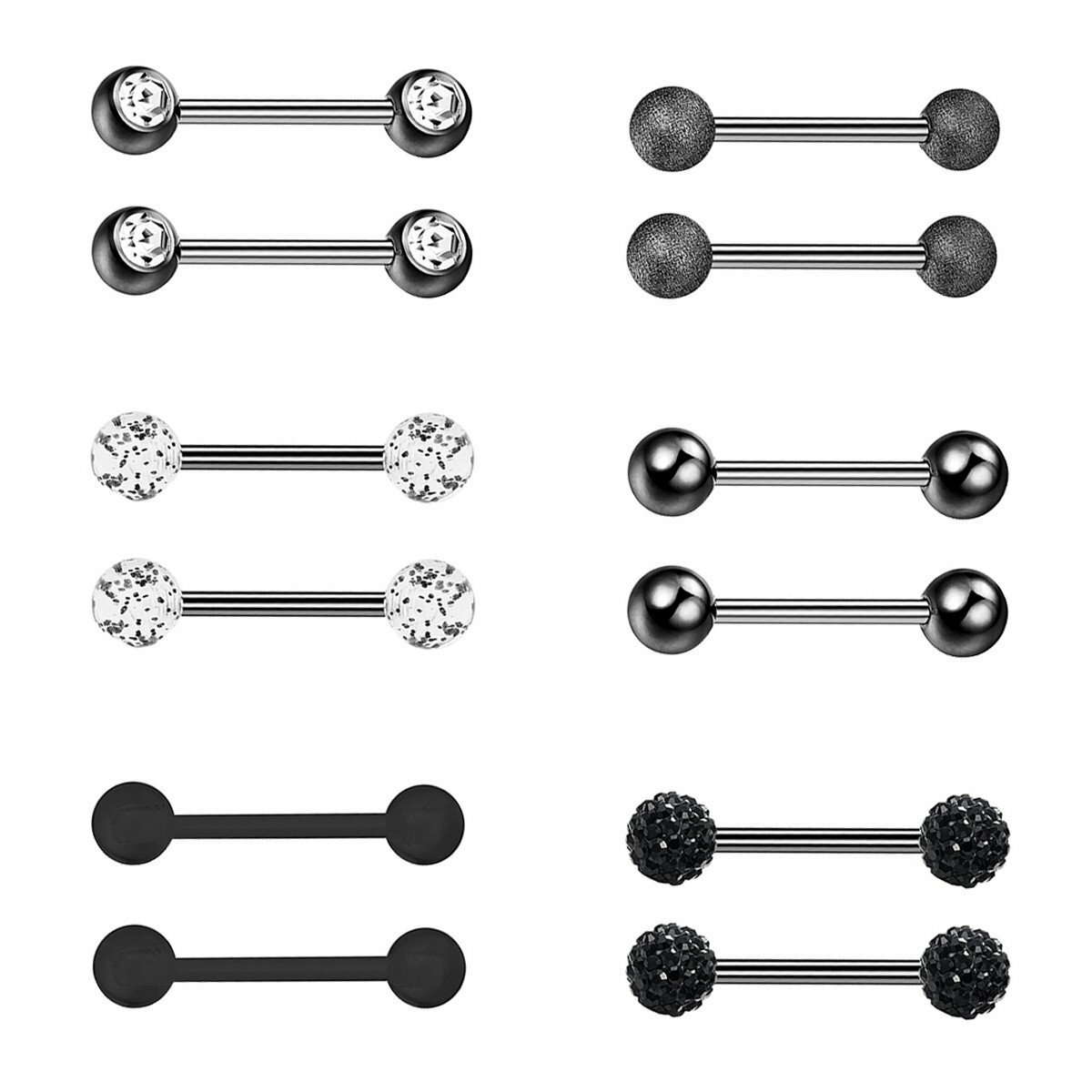 12pcs 14G Nipple Rings Surgical Steel Tongue Ring Barbell Nipplerings Piercing 12pcs 14G Nipple Rings Surgical Steel Tongue Ring Barbell Nipplerings Piercing