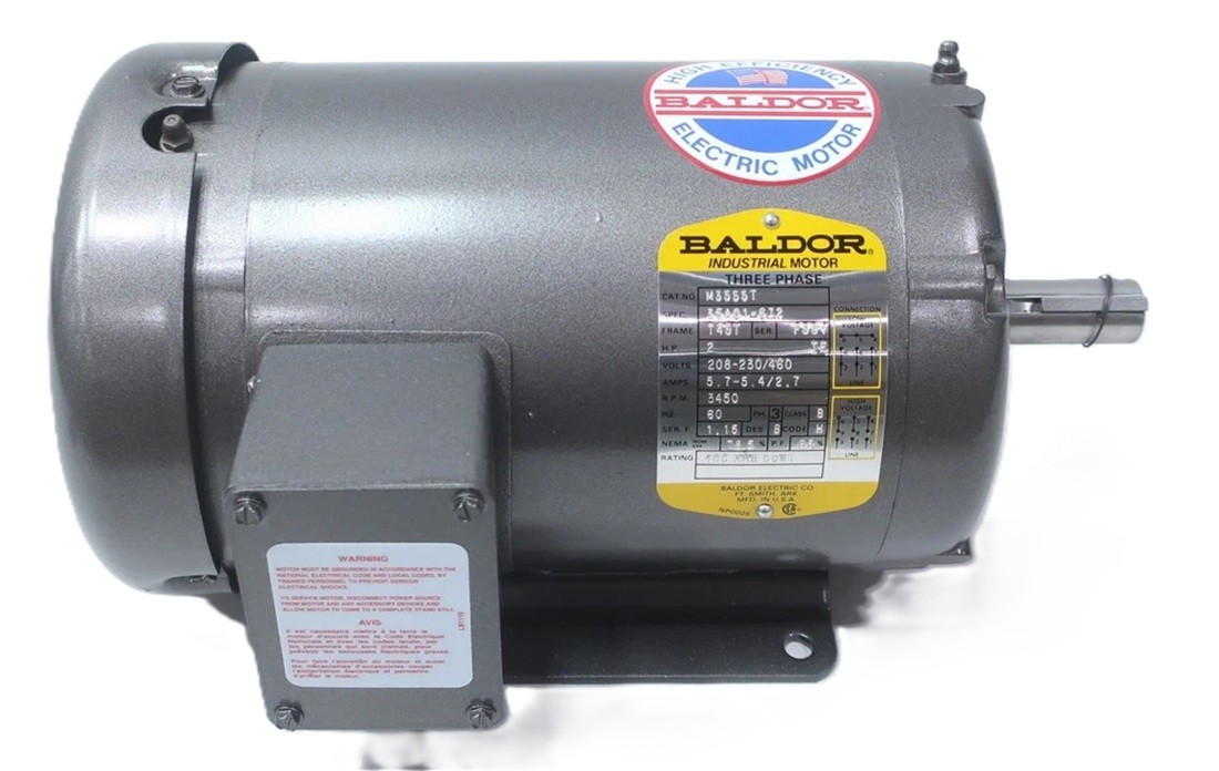 Baldor M3555T 2 HP 3490 RPM 145T TEFC 3-Phase Motor