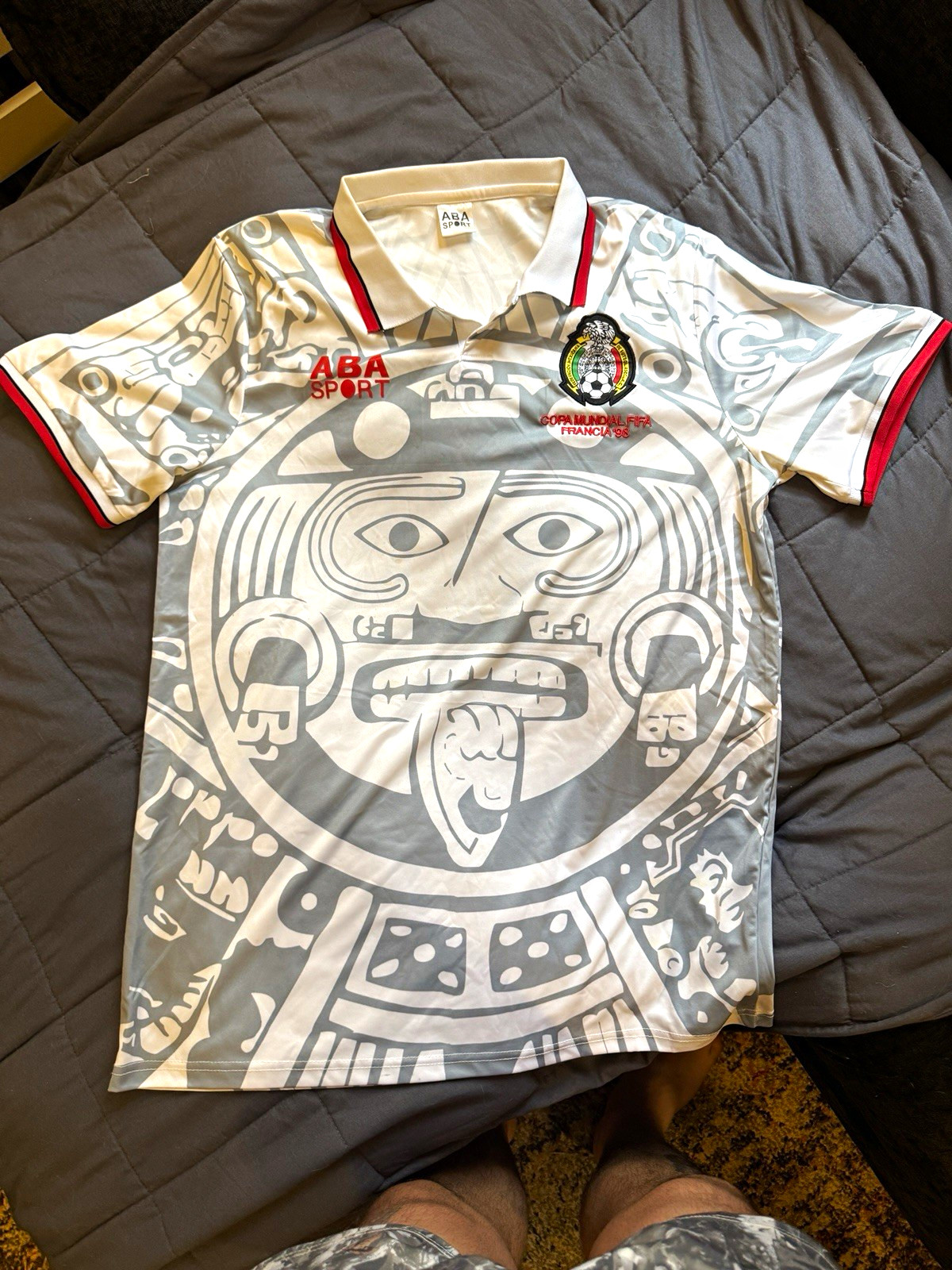 ABA Sport Mexico Copa Mundial FIFA Francia '98 Soccer Jersey XL White/Gray/Red ABA Sport Mexico Copa Mundial FIFA Francia '98 Soccer Jersey XL White/Gray/Red