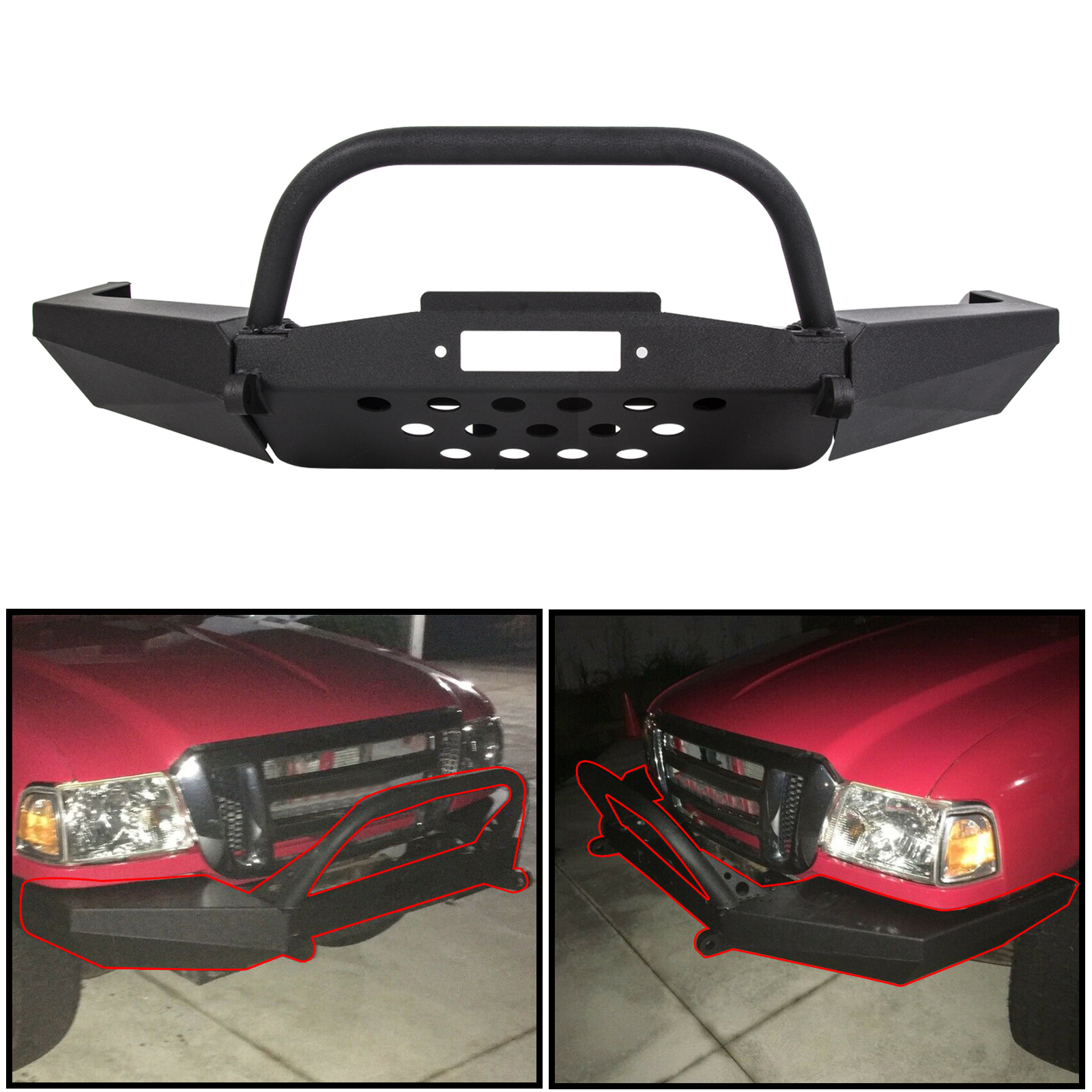 For 1998-2011 Ford Ranger Modular Front Winch Bumper with Bull Bar For 1998-2011 Ford Ranger Modular Front Winch Bumper with Bull Bar