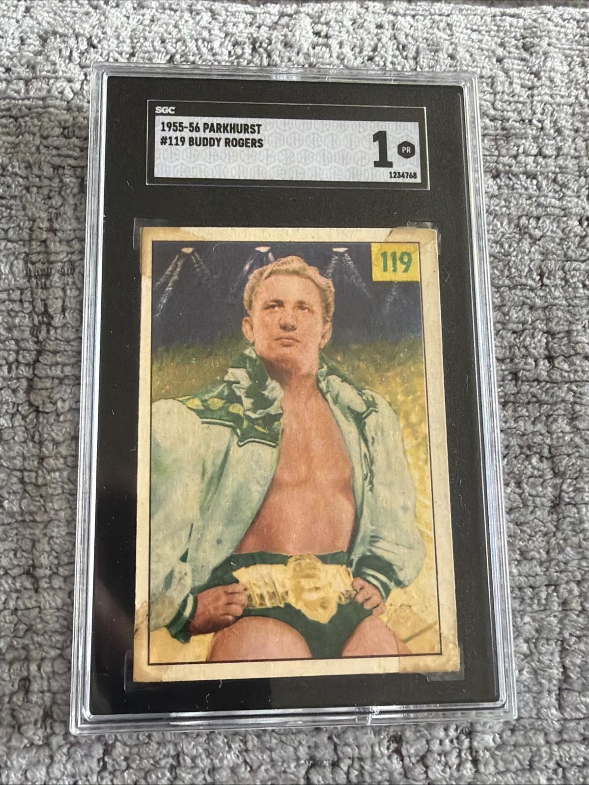 1955 Parkhurst Wrestling #119 Buddy Rogers Rookie Card SGC 1 Nature Boy 1955 Parkhurst Wrestling #119 Buddy Rogers Rookie Card SGC 1 Nature Boy
