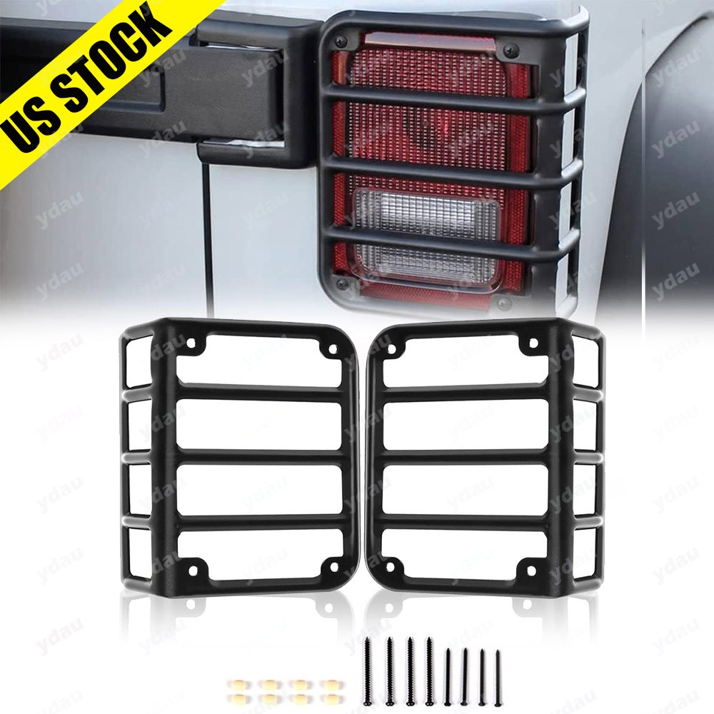Tail Light Guards Covers Steel Metal Black Rear For 07-16 Jeep Wrangler JK NEW