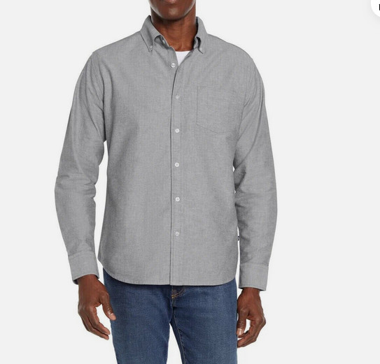 Gap Men\'s Oxford Long Sleeve Button Up Shirt-Color:Gray-Size:L Gap Men\'s Oxford Long Sleeve Button Up Shirt-Color:Gray-Size:L