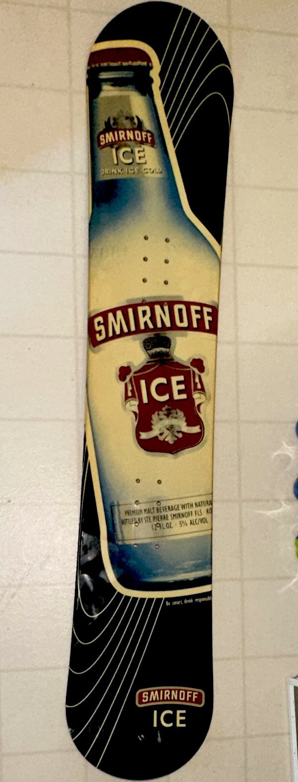 Smirnoff Ice Graphic Freestyle Snowboard 142cm Regular Width 4x4 Black