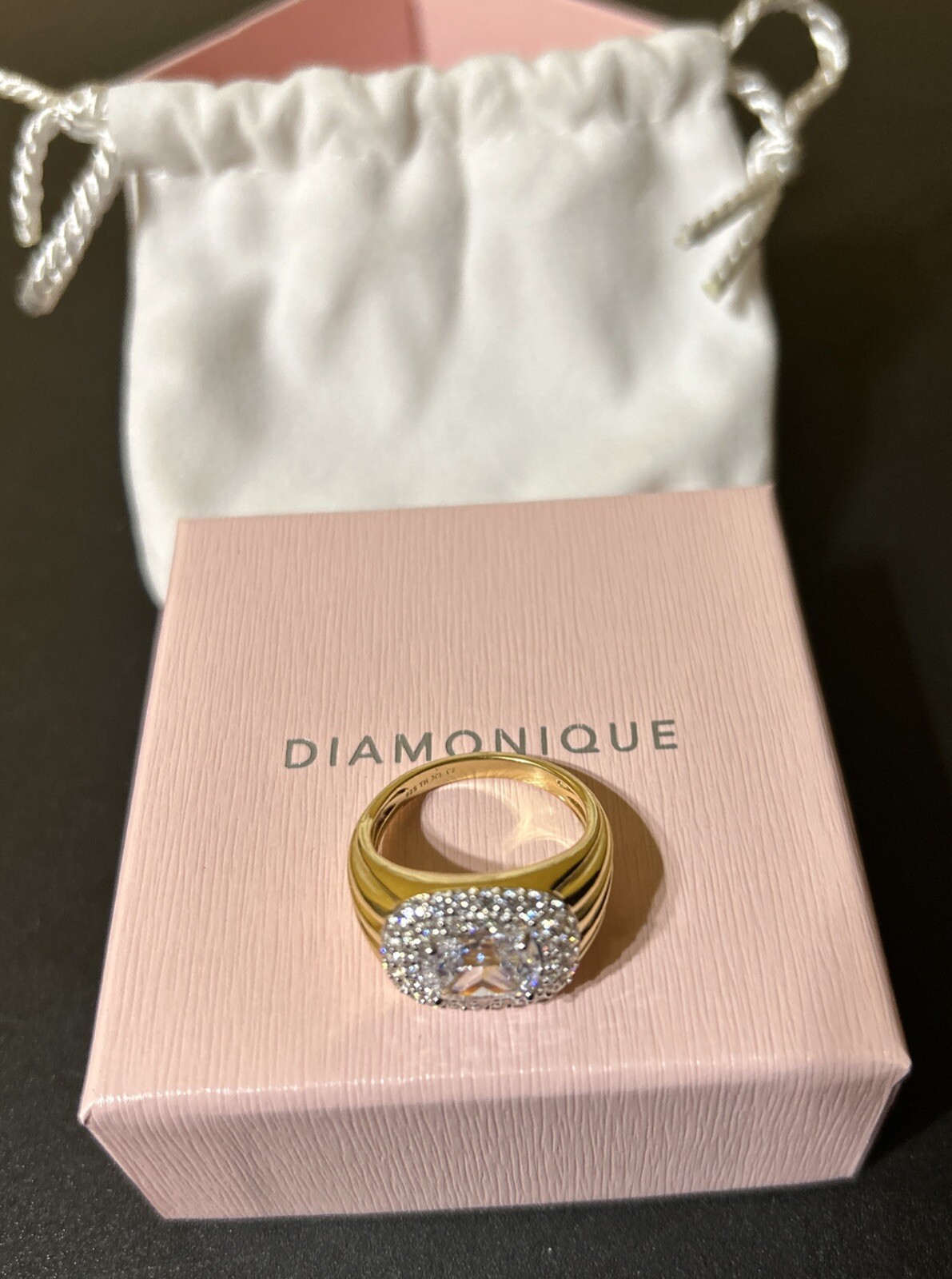 Diamonique x Jennifer Miller Cushion Statement Ring, Sterling Silver Size 10 Diamonique x Jennifer Miller Cushion Statement Ring, Sterling Silver Size 10
