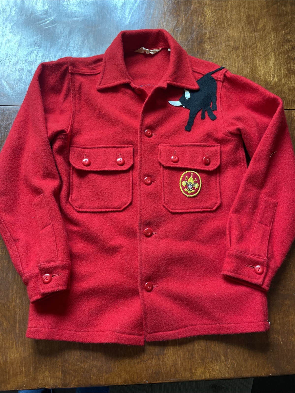 Vintage BSA Boy Scouts of America Red Wool Shirt Jacket True VTG (S) Bull Patch Vintage BSA Boy Scouts of America Red Wool Shirt Jacket True VTG (S) Bull Patch