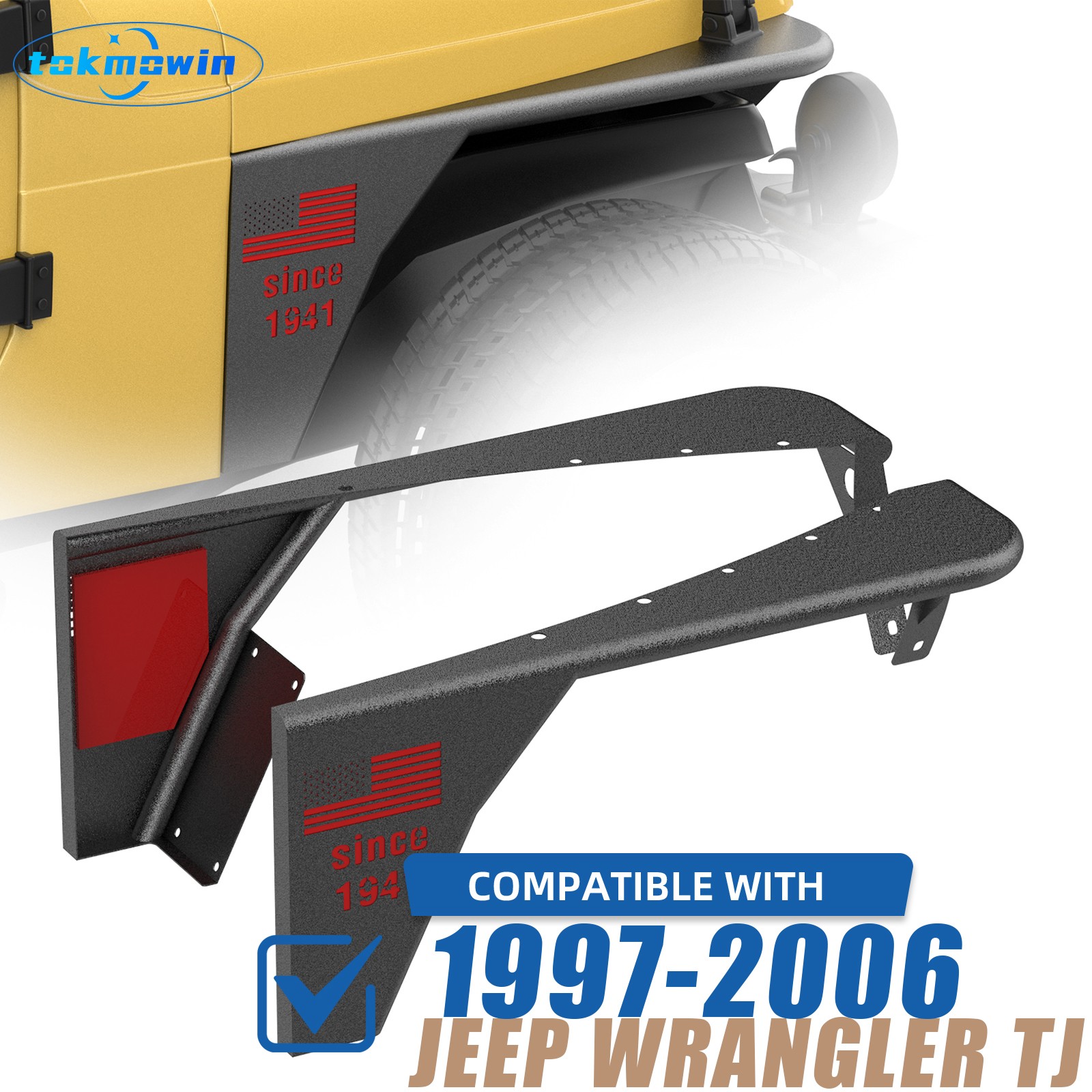 2x Offroad Front Fender Flares Armor Protect Guard for 1997-06 Jeep Wrangler TJ
