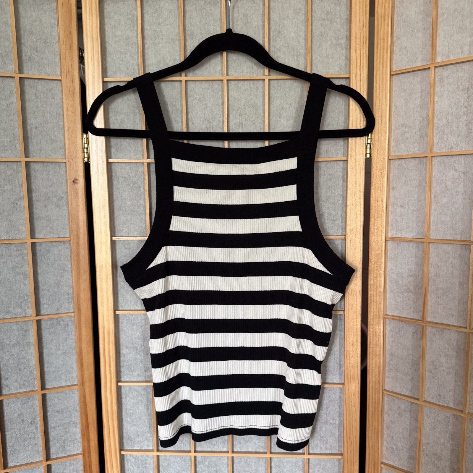 Striped J. Crew black and white tank top Large Coastal Grandma