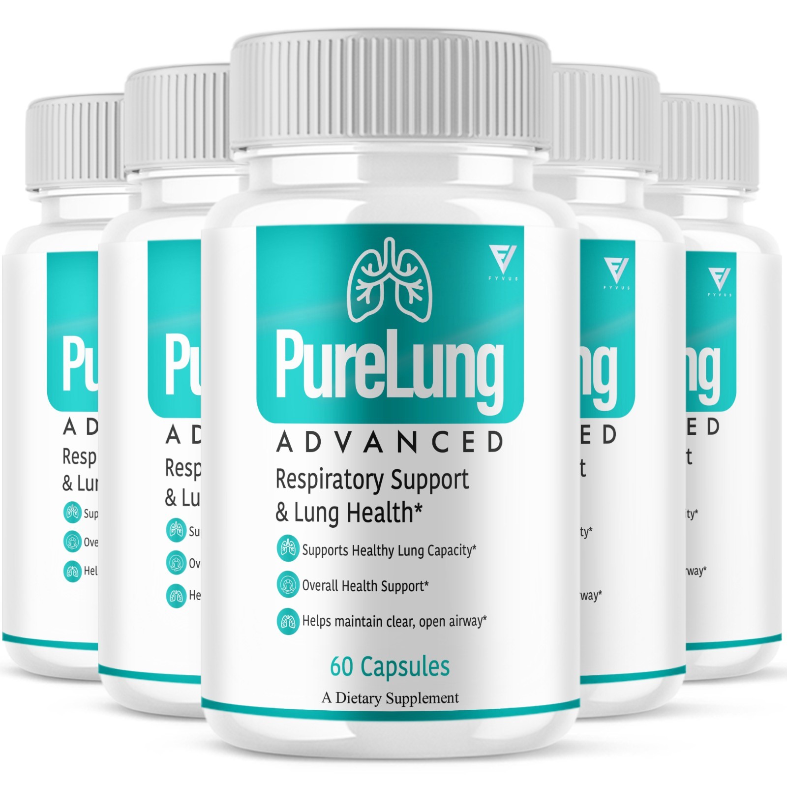 (5 Pack) Pure Lung Advanced Wellness Support, PureLung Health  (300 Capsules)
